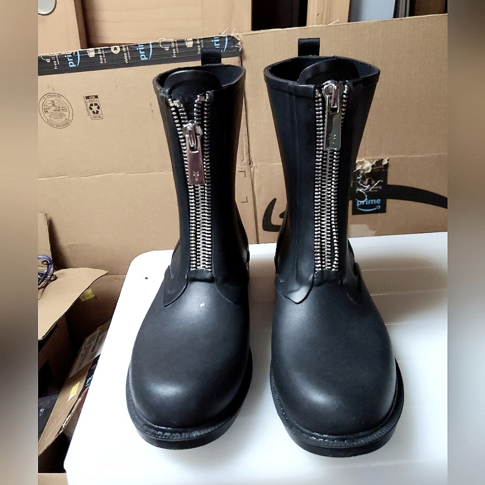 Frye Storm Rubber Zip Rain Boots Size 9 Black